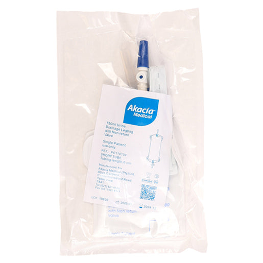 Urine Leg Bag 750mL Short Tube (Akacia Medical)