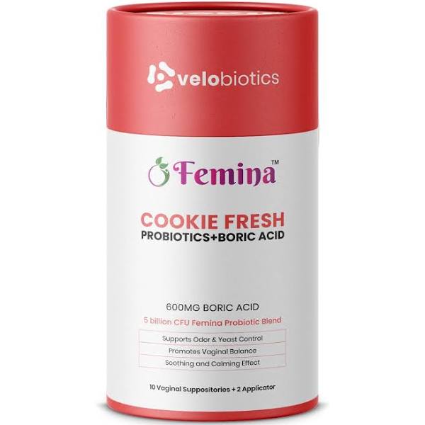 Femina Cookie Fresh Probiotic and Boric Acid - 10 Vaginal Suppositories + 2 Applicators